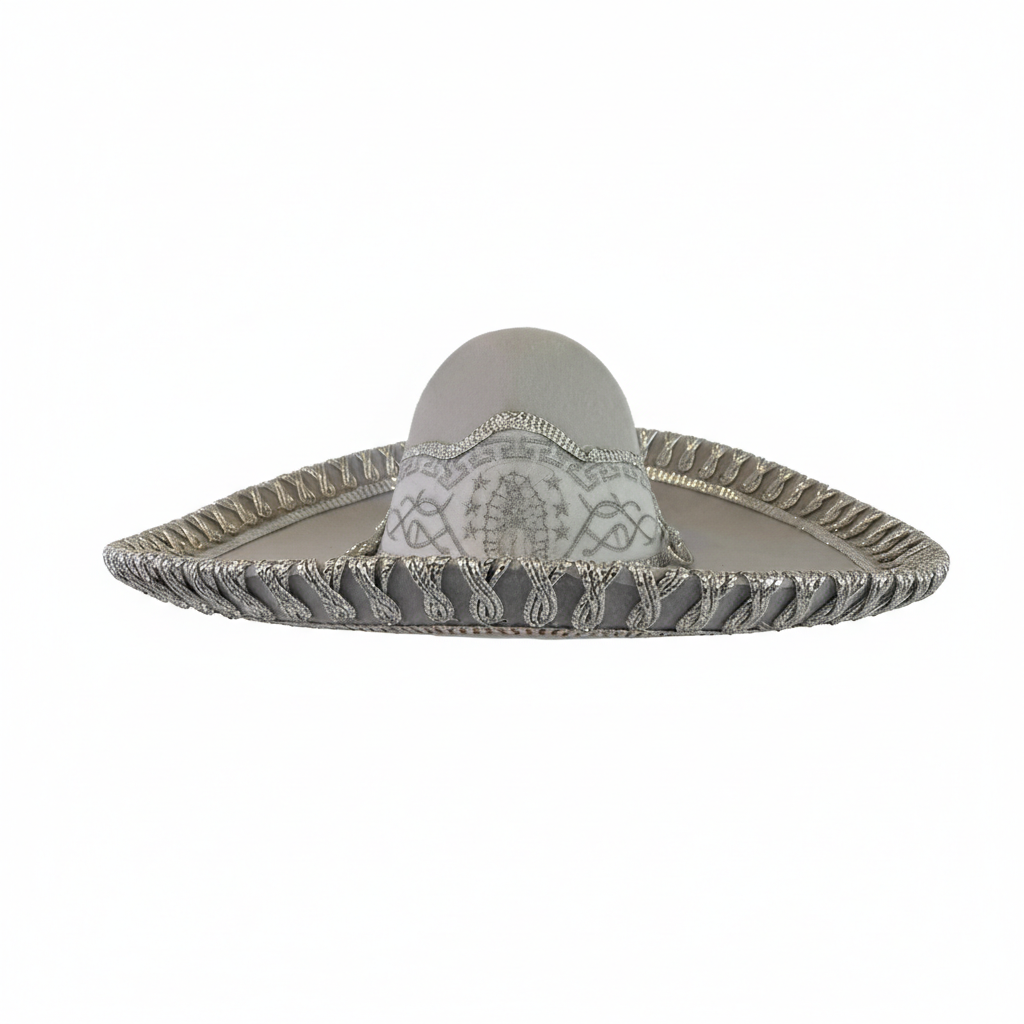 Sombrero Charro Blanco Plata/Virgen