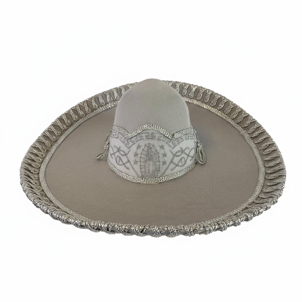 Sombrero Charro Blanco Plata/Virgen