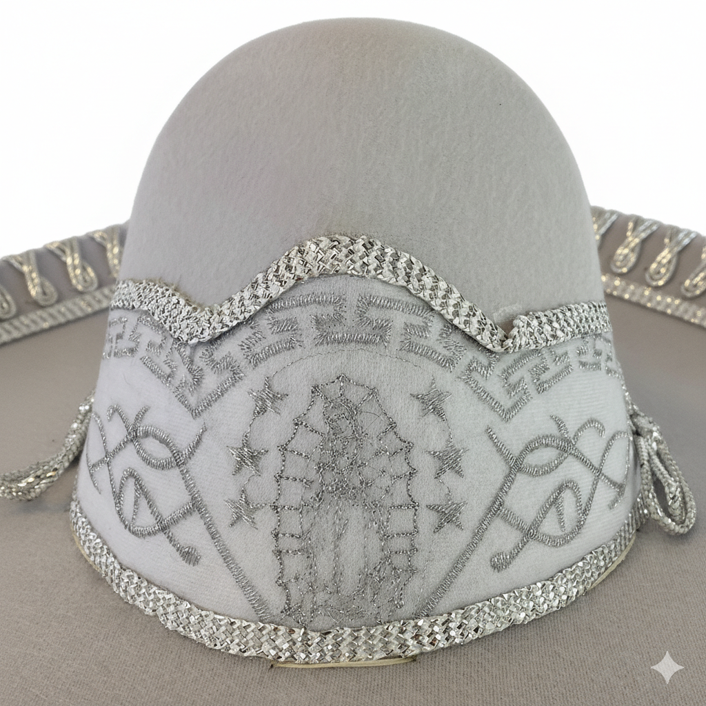 Sombrero Charro Blanco Plata/Virgen