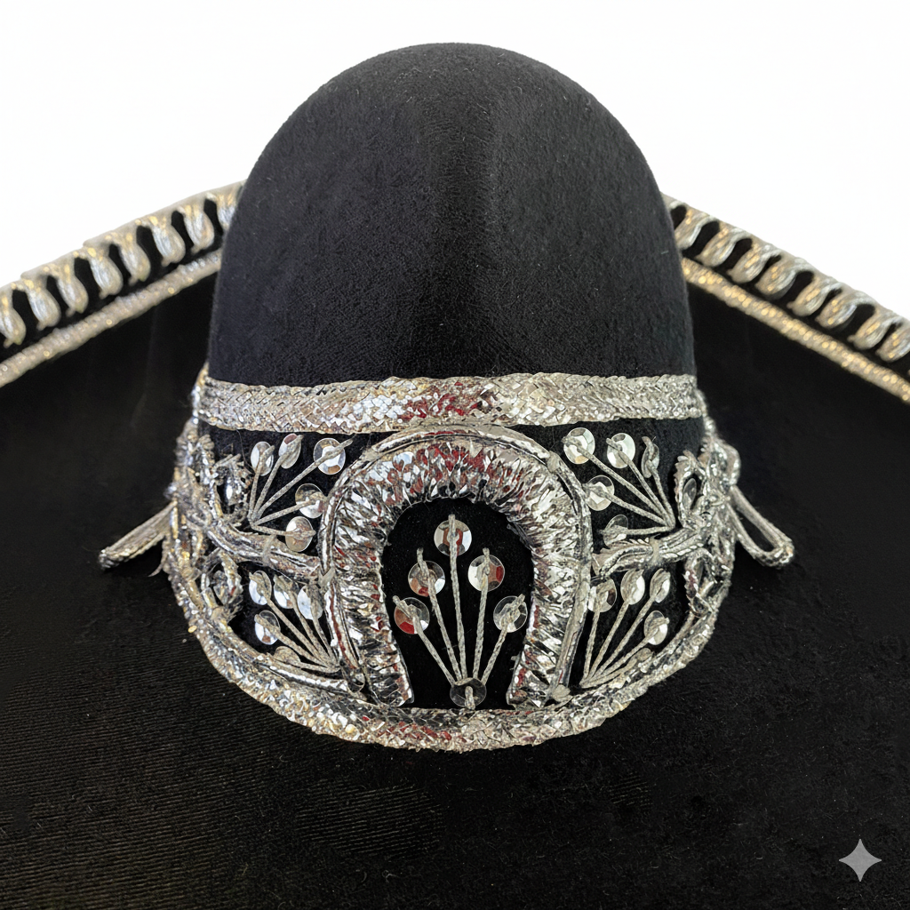 Sombrero Charro Negro Plata/Herradura